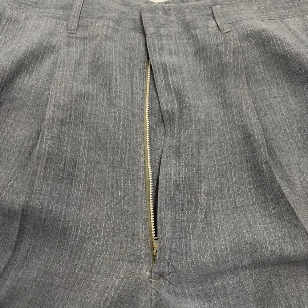 NOS Vintage 50s Blue Cotton Pattern Drop Loop Pants 34x25